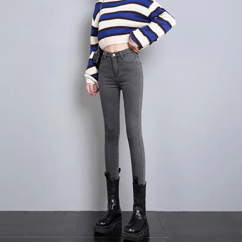 Women's Winter Plush Stretch Skinny Jeans