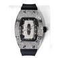 Green Tonneau Quartz Watch for Women with Iced Diamonds