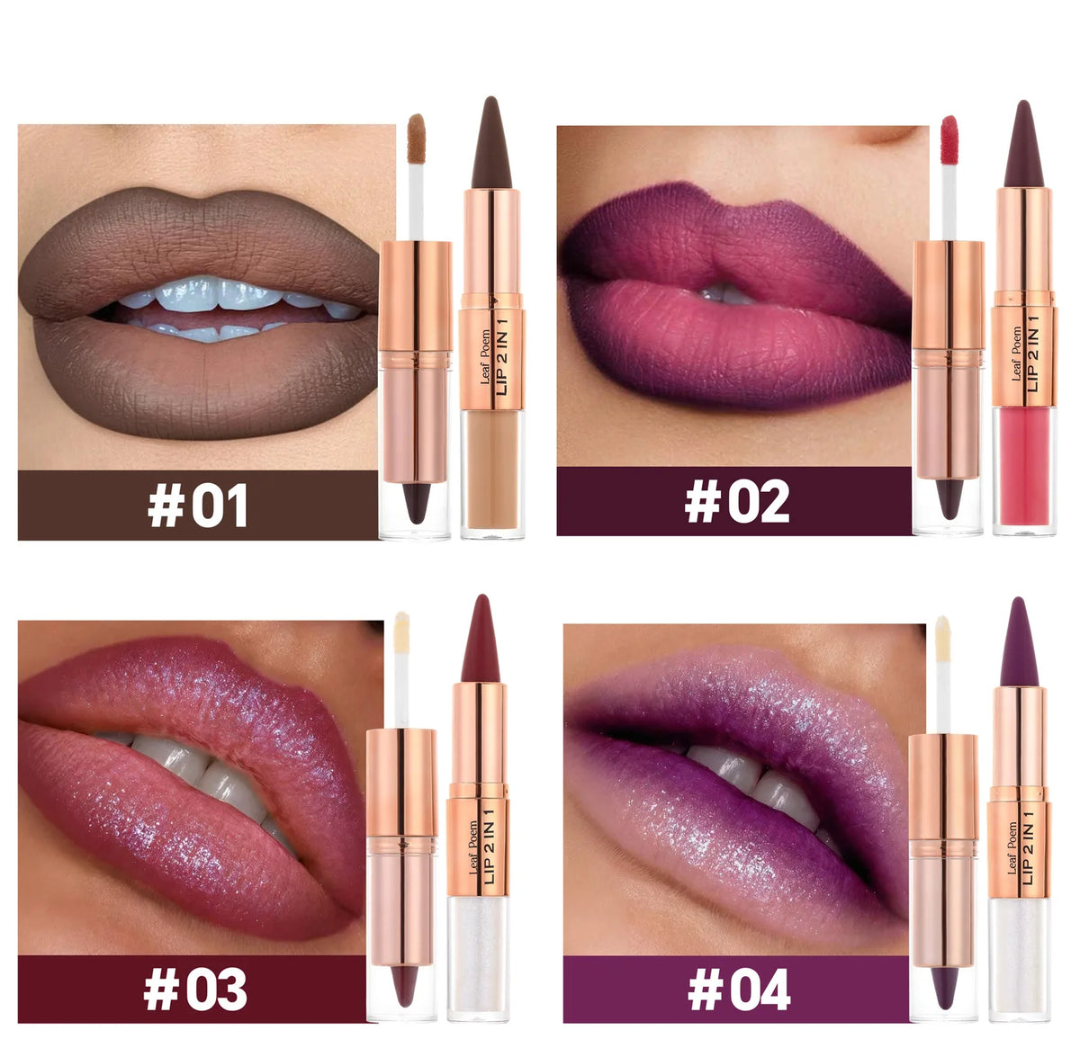 Waterproof Matte Black Lipstick and Lipgloss Duo