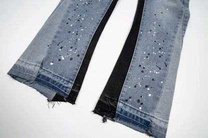 Washed Denim Trousers for Men with Micro-Flared Style