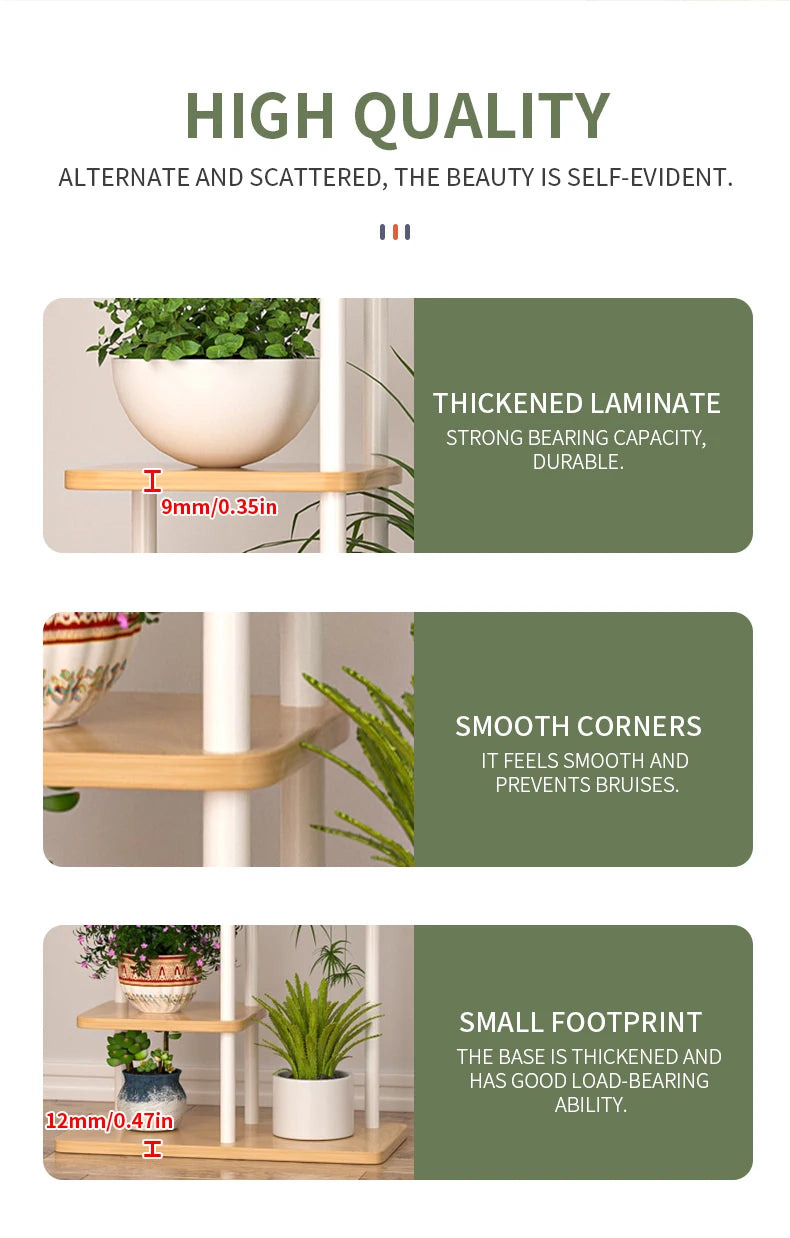 Wooden 6 Tier Plant Stand for Indoor Display