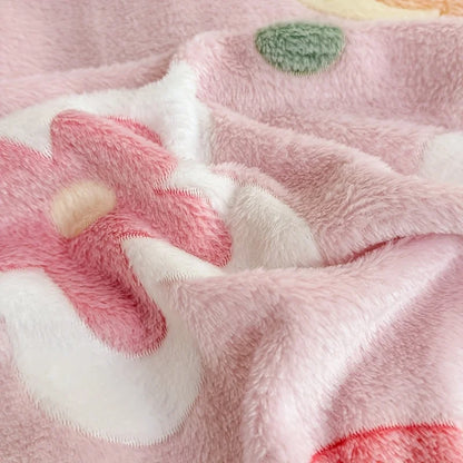 Floral Print Soft Flannel Blanket for All Seasons