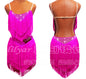 Latin Dance Dress with Rhinestones and Tassels in Red and White