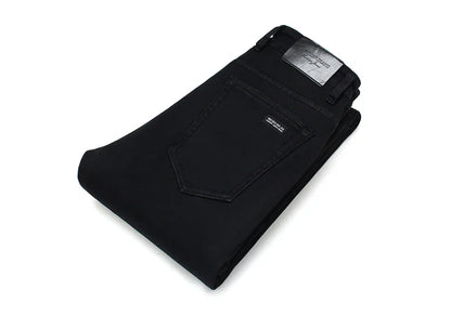 Men's Soft Stretch Black Denim Biker Jeans