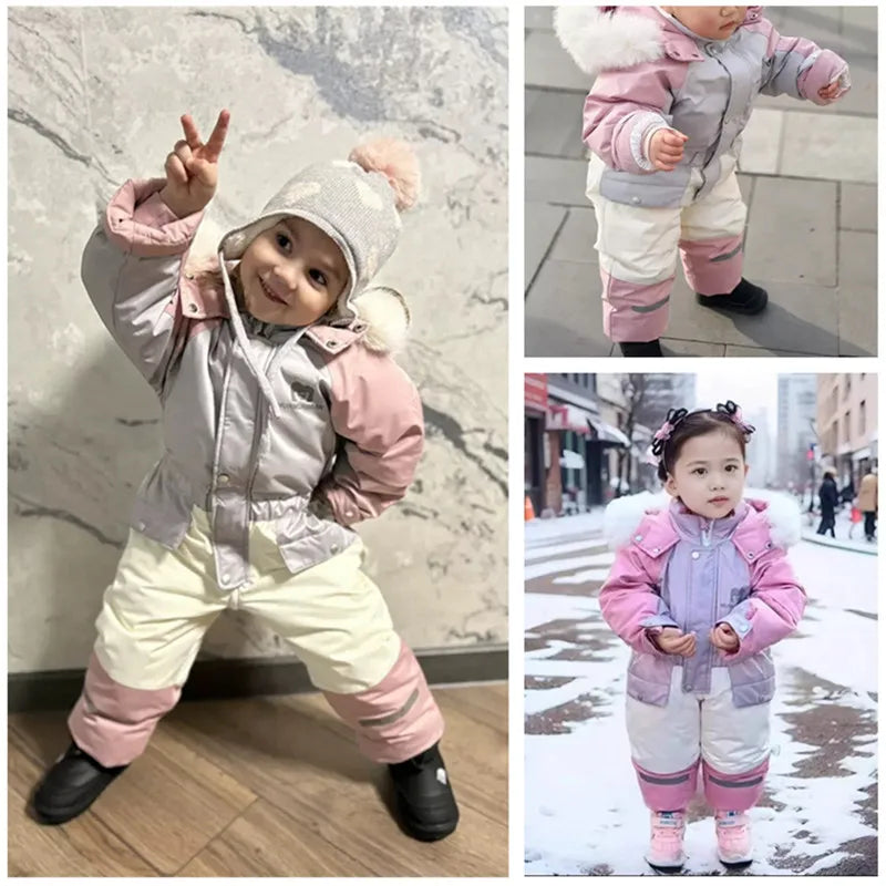 Children's Waterproof Hooded Ski Suit Jumpsuit