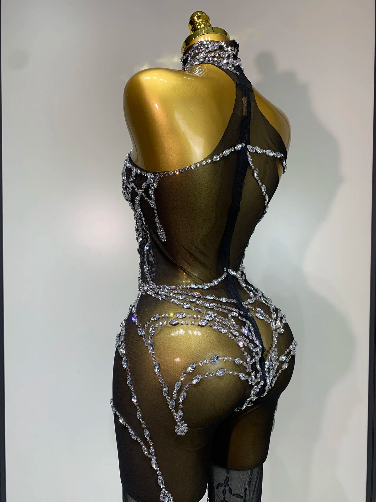 Sparkly Diamond Mesh Jumpsuit for Women