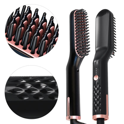 Men's Electric Beard Straightener Brush Wet and Dry Styler
