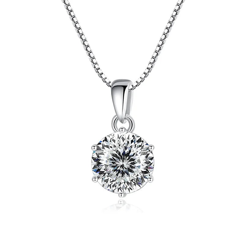 Moissanite Pendant Necklace 925 Sterling Silver Women