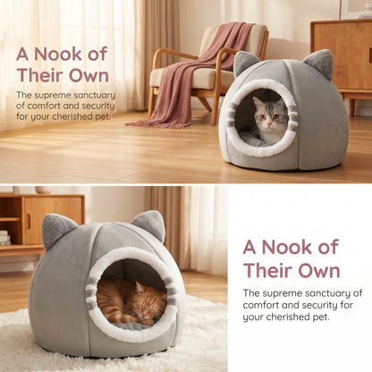 Deep Sleeping Cat Bed Cave Nest Plush Soft Mat