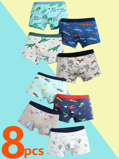 Boys Cotton Boxer Briefs with Dinosaur Print