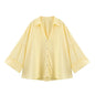 Wide Sleeved Asymmetric Hem Shirt for Women