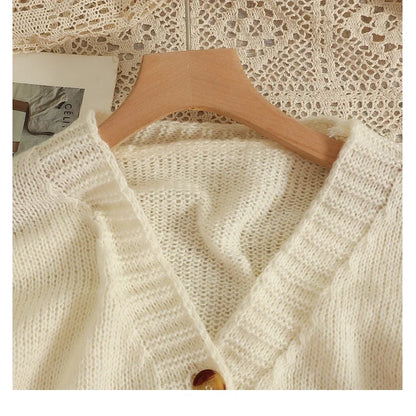 Applique Flower V-Neck Knit Cardigan for Women