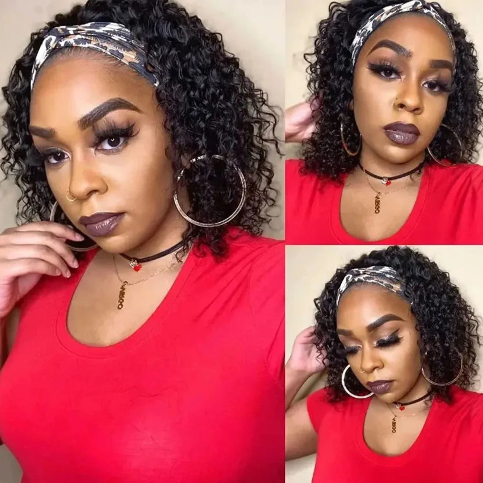 Brazilian Kinky Curly Headband Wig Glueless Short Bob