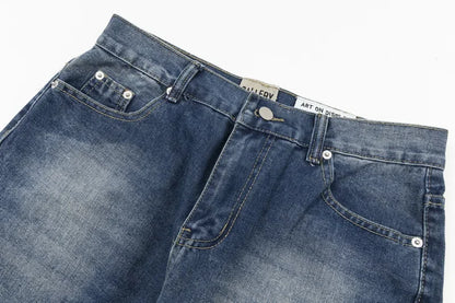 Washed Denim Trousers for Men with Micro-Flared Style