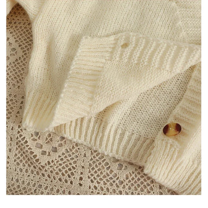 Applique Flower V-Neck Knit Cardigan for Women