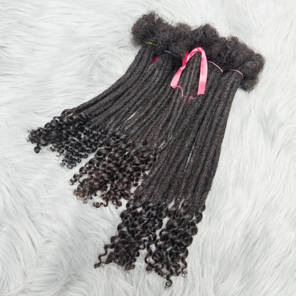 Natural Human Hair Dreadlock Extensions 8-12 Inch Curly Ends