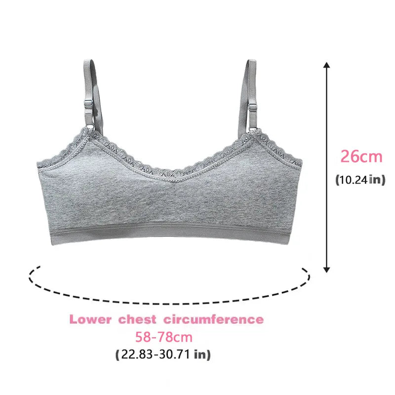Girls Lace Training Bras Set Cotton Padded Daily Wear