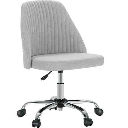 JHK Armless Swivel Office Chair with Fabric and Wheels