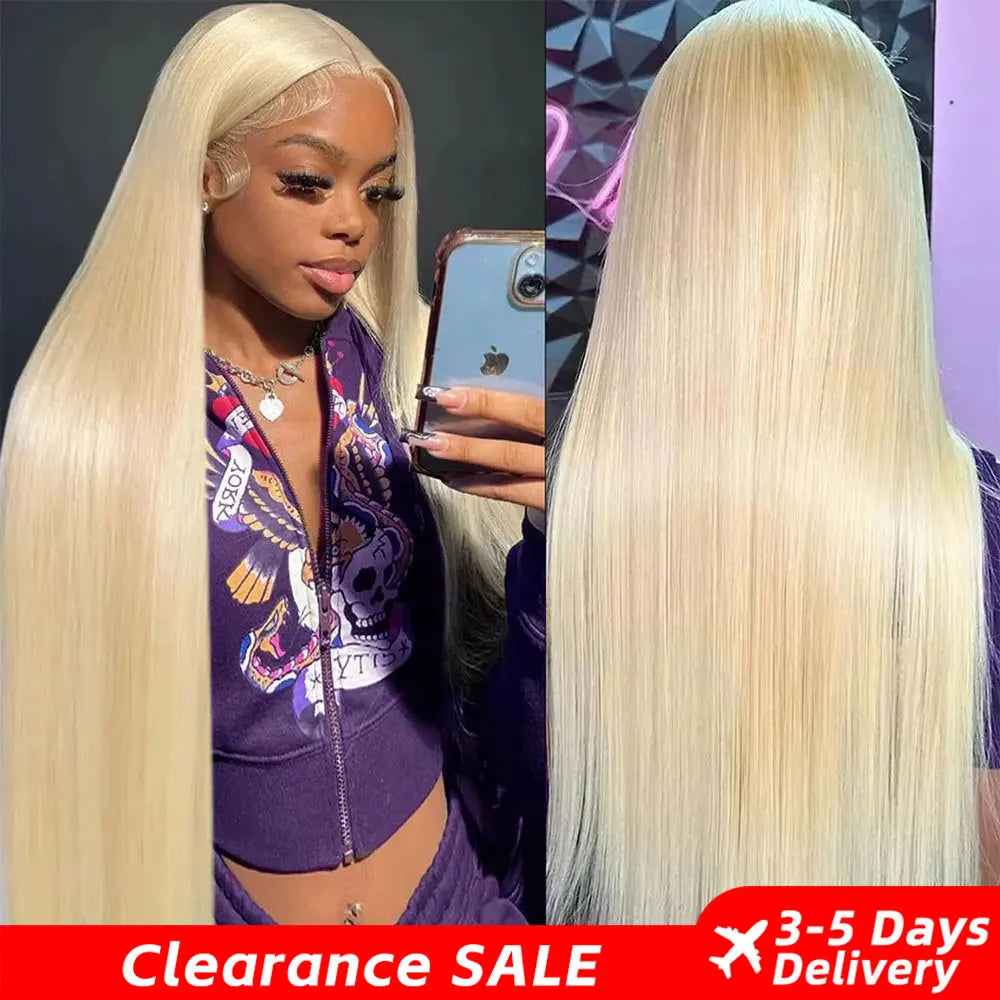 Blonde 613 Lace Front Human Hair Wig 40 Inch Straight