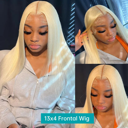 HD Transparent Full Lace Frontal Wig 613 Blonde Straight 46 Inches