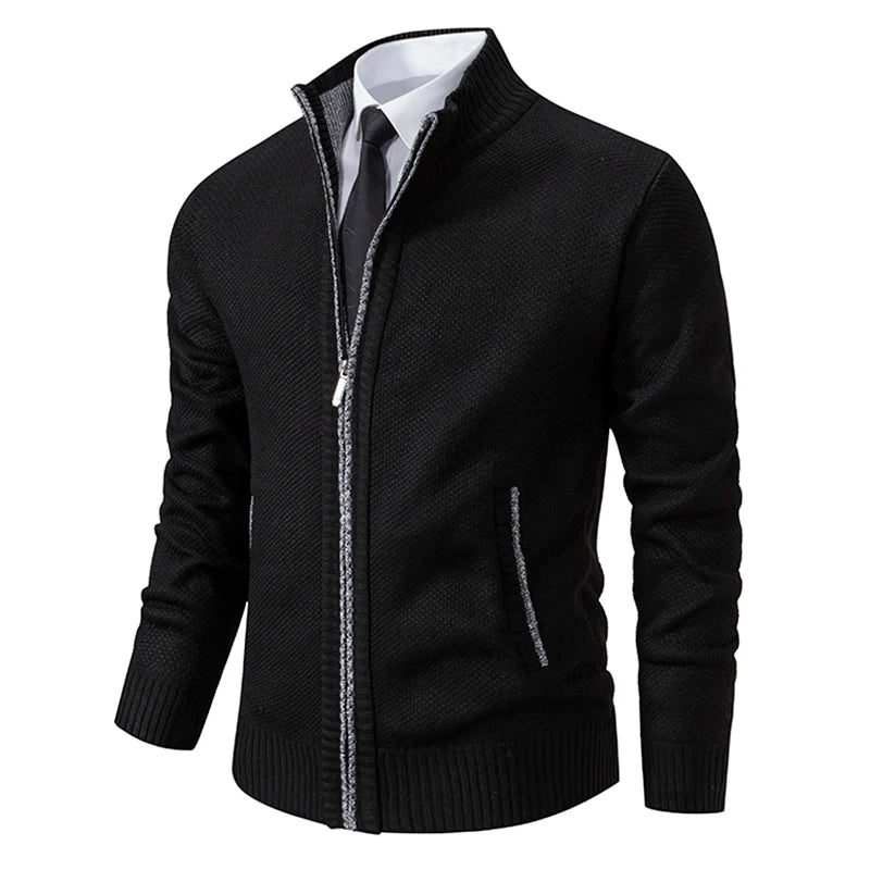 Men's Fleece Zipper Cardigan Casual Sports Coat
