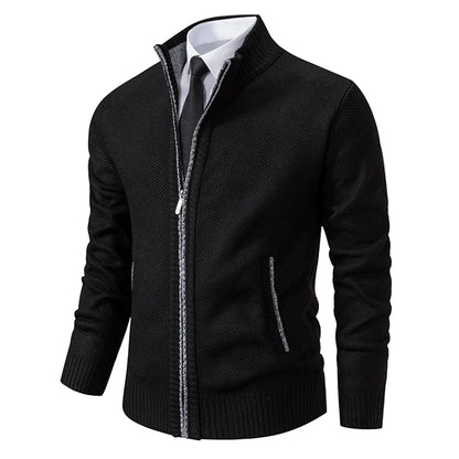 Men's Fleece Zipper Cardigan Casual Sports Coat