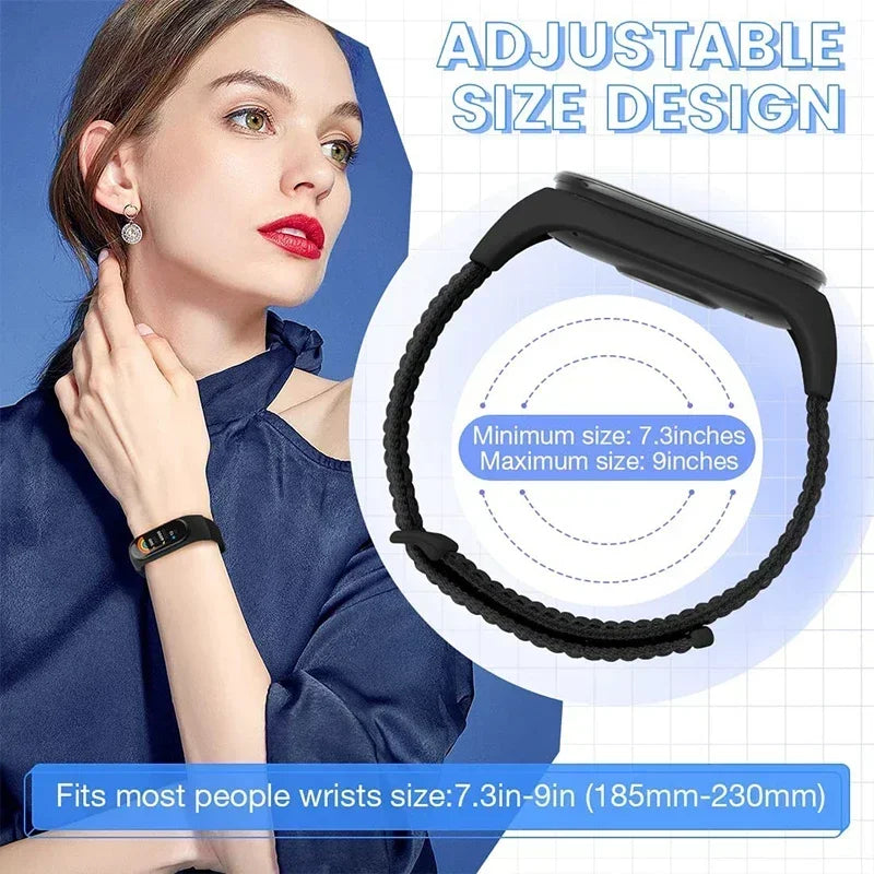 Nylon Adjustable Watchband for Xiaomi Mi Band 3 4 5 6 7
