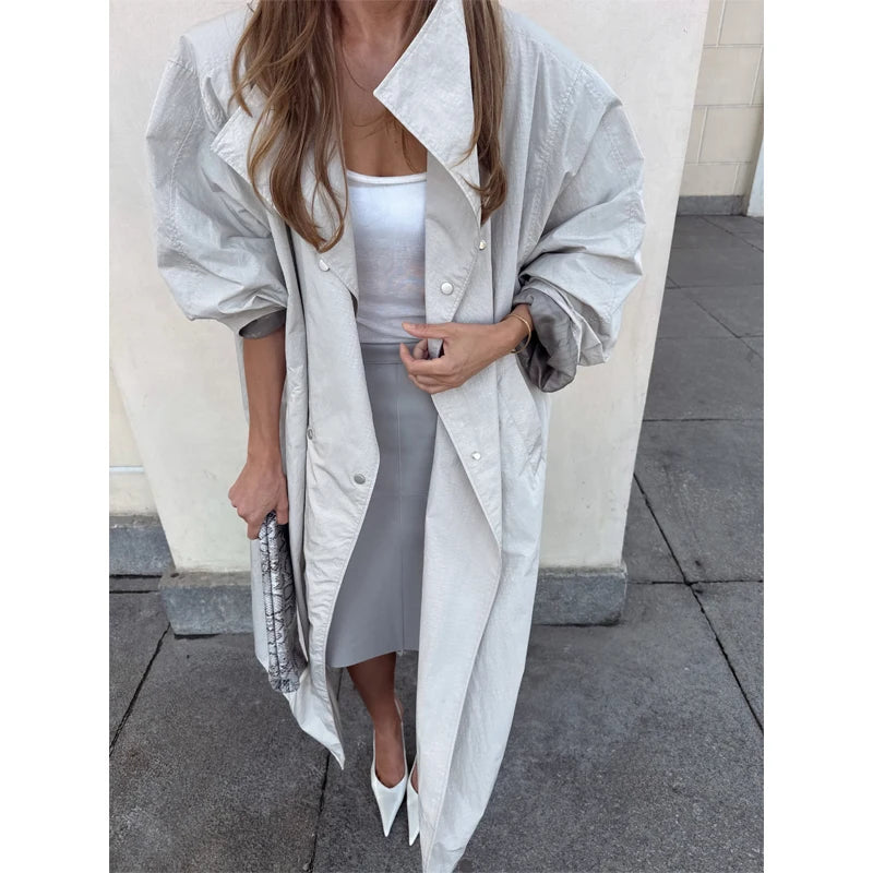 Women's Windproof Trench Coat Loose Fit Overcoat