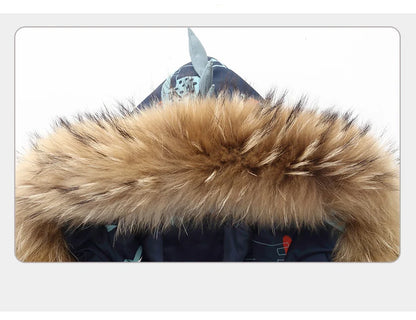 Children's Hooded Parka Down Jacket with Dinosaur Design