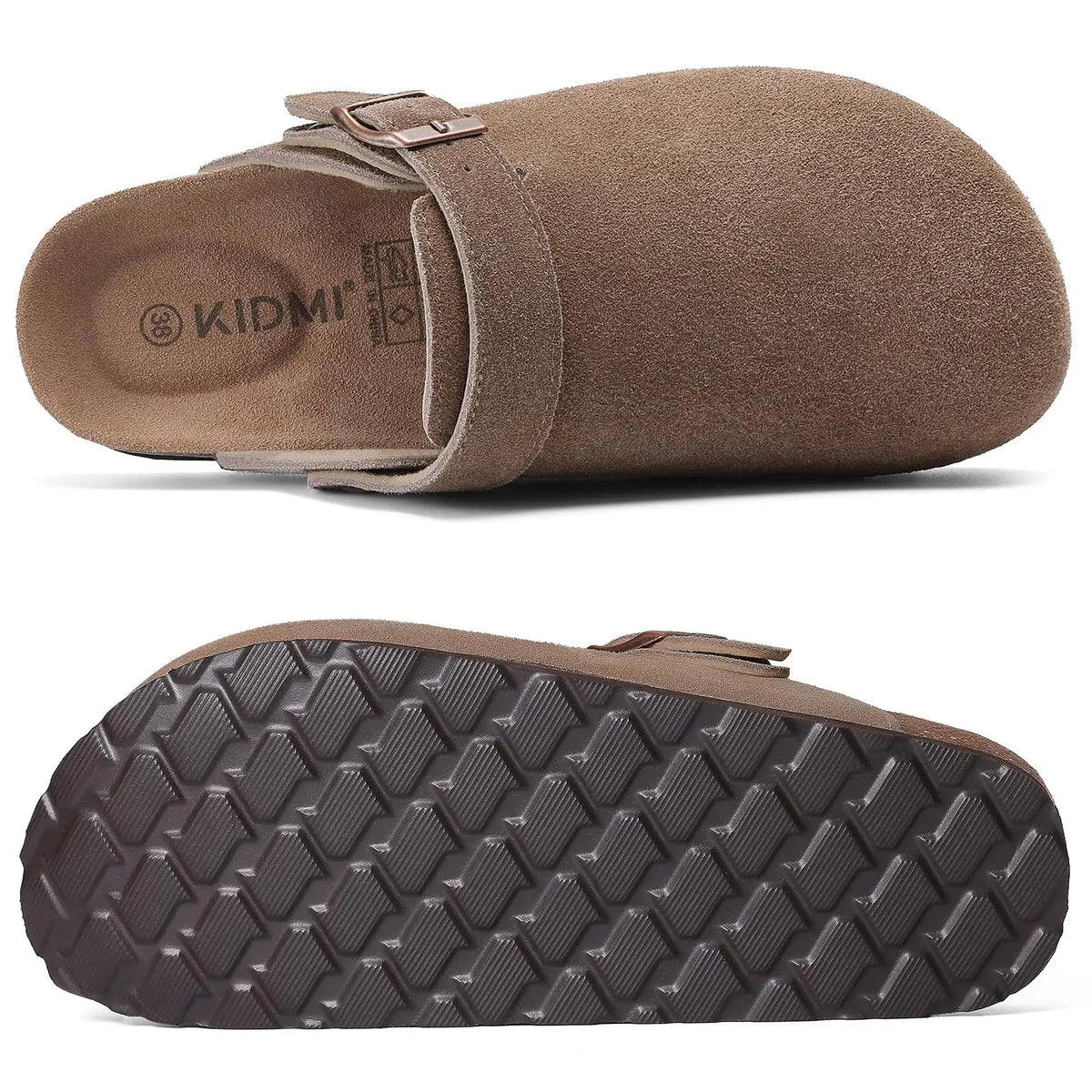 Genuine Leather Clogs with Cork Footbed for Women