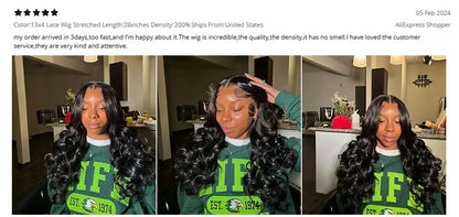Body Wave Lace Frontal Wig 200 Density Human Hair 42 44 Inch
