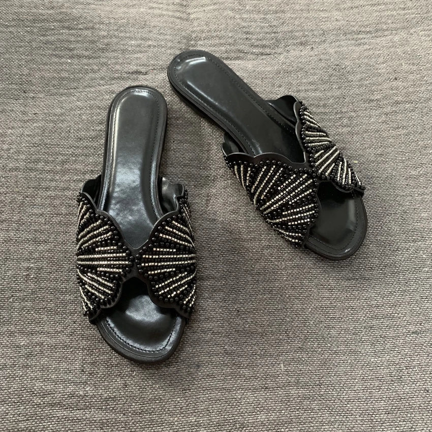 Luxury Faux Pearl Summer Flat Sandals for Women