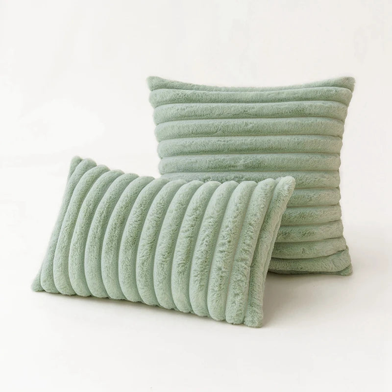 Faux Fur Plush Throw Pillow Covers 30x50cm 45x45cm Orange Green Pink Cream
