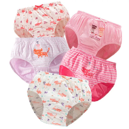 Children's Cotton Underpants for Girls Cute Cat Design