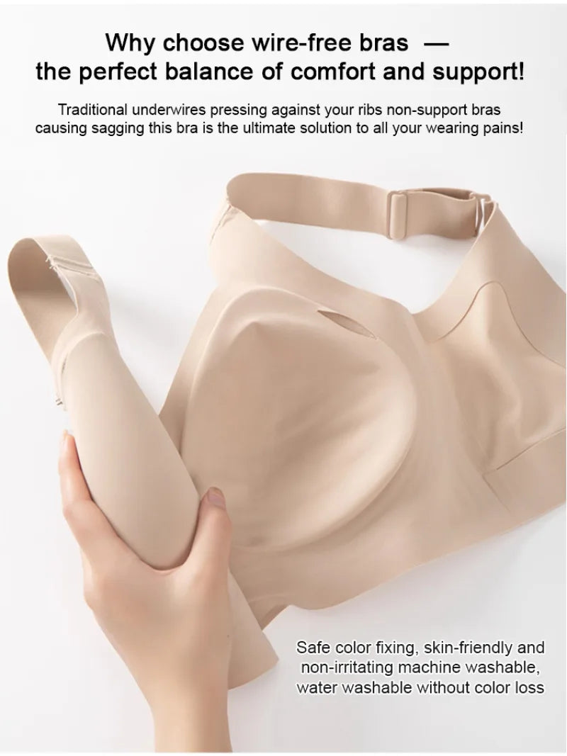 Wireless Push-Up Bra for Women, Soft Nylon Seamless Underwear