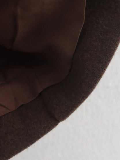 Brown Woolen Coat for Women with Notch Neck