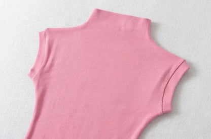 Women Summer Turtleneck Sleeveless Slim Fit Top