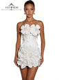 3D Floral Corset Mini Evening Dress with Rhinestones