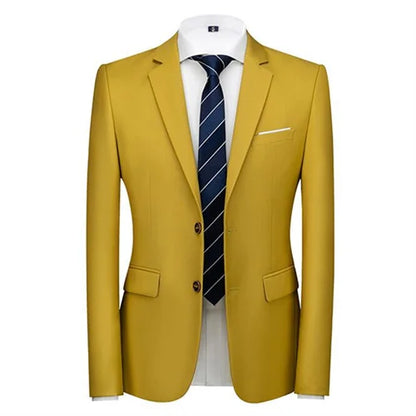 Men's Solid Color Formal Suit Jacket Slim Fit Blazer