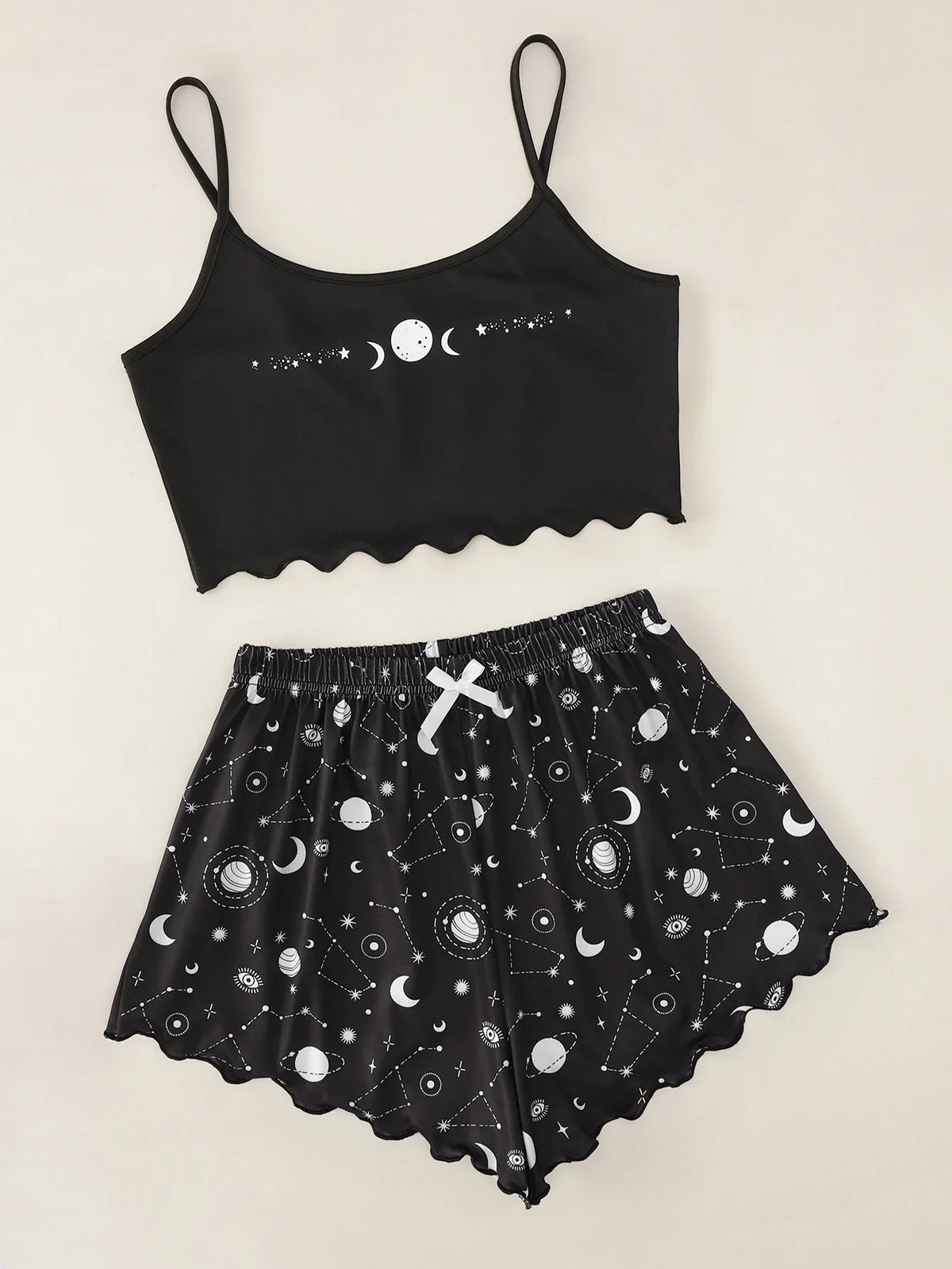 Women's Summer Pajamas Set Sleeveless Crop Top and Shorts