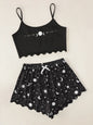 Women's Summer Pajamas Set Sleeveless Crop Top and Shorts