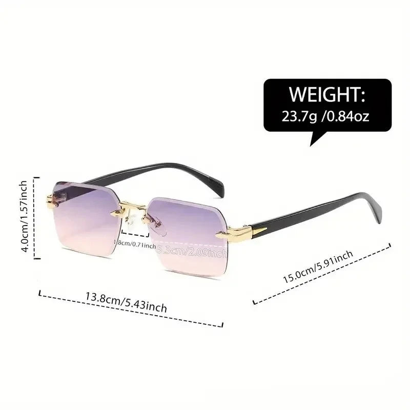 Rimless Rectangle Sunglasses for Unisex with UV400 Protection