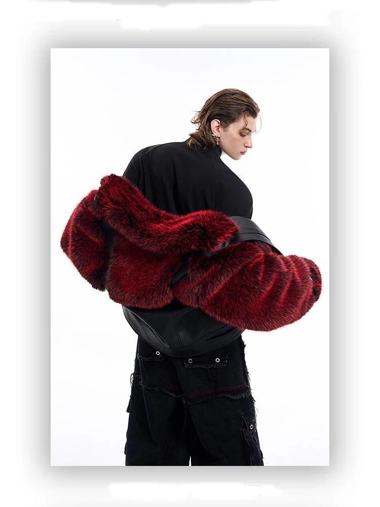 Thick Warm Patchwork Faux Fur Coat for Men
