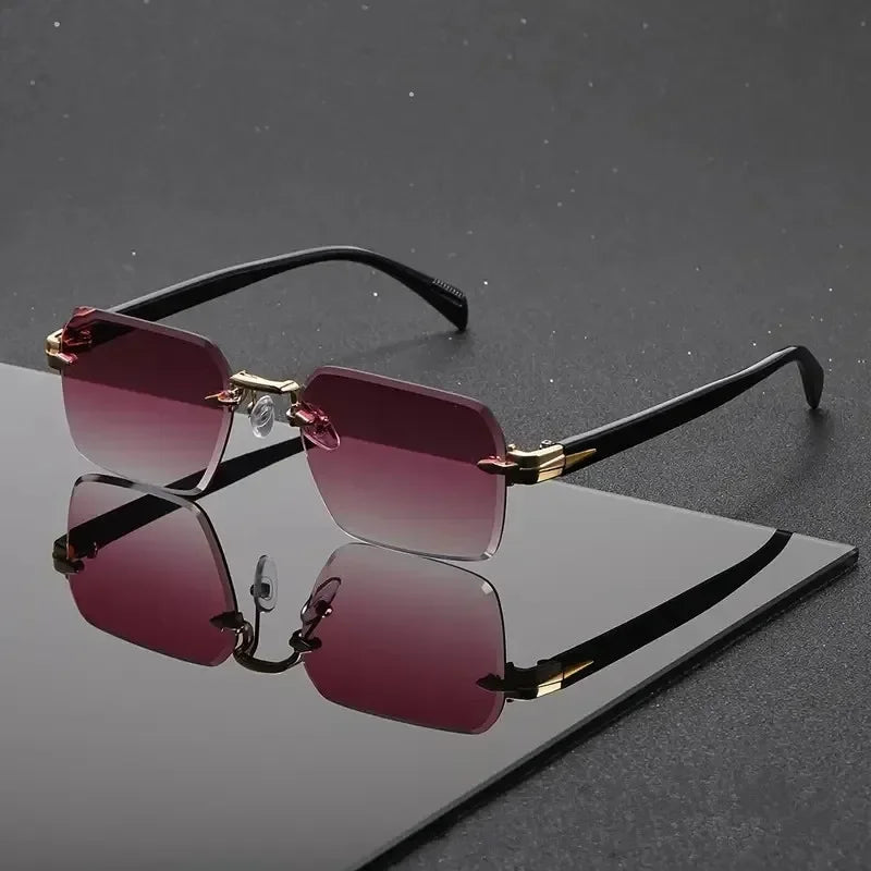Rimless Rectangle Sunglasses for Unisex with UV400 Protection