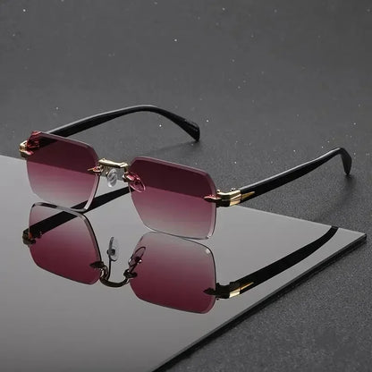Rimless Rectangle Sunglasses for Unisex with UV400 Protection