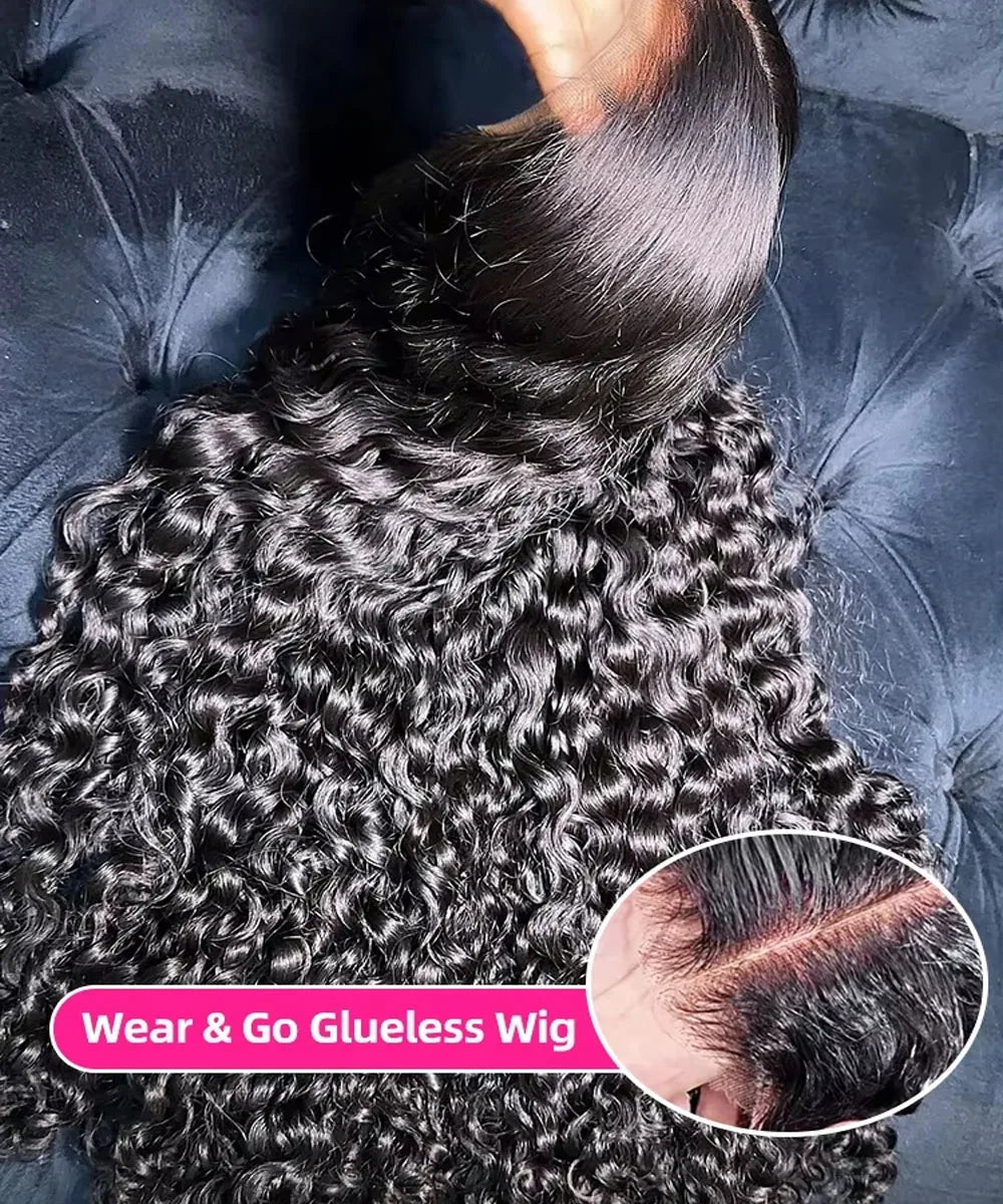 38 40 Inch Deep Wave Lace Front Wig Natural Color