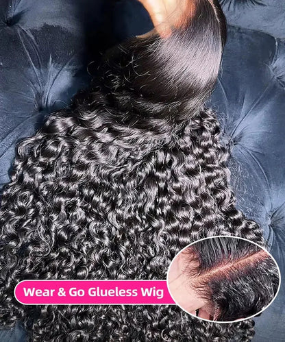 38 40 Inch Deep Wave Lace Front Wig Natural Color
