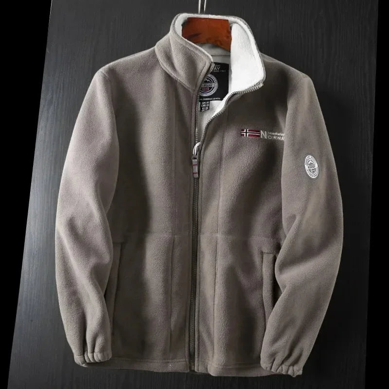 Windproof Fleece Padded Jacket for Men, Large Size