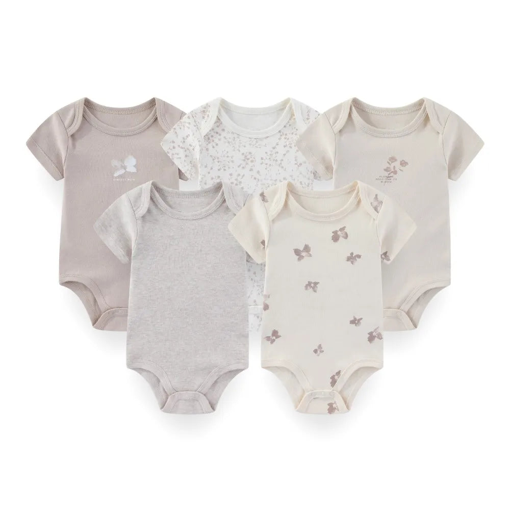Kiddiezoom Cartoon Short Sleeve Baby Bodysuits 100% Cotton
