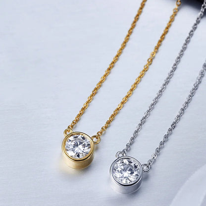 Moissanite Pendant Necklace 18K Gold Plated Women